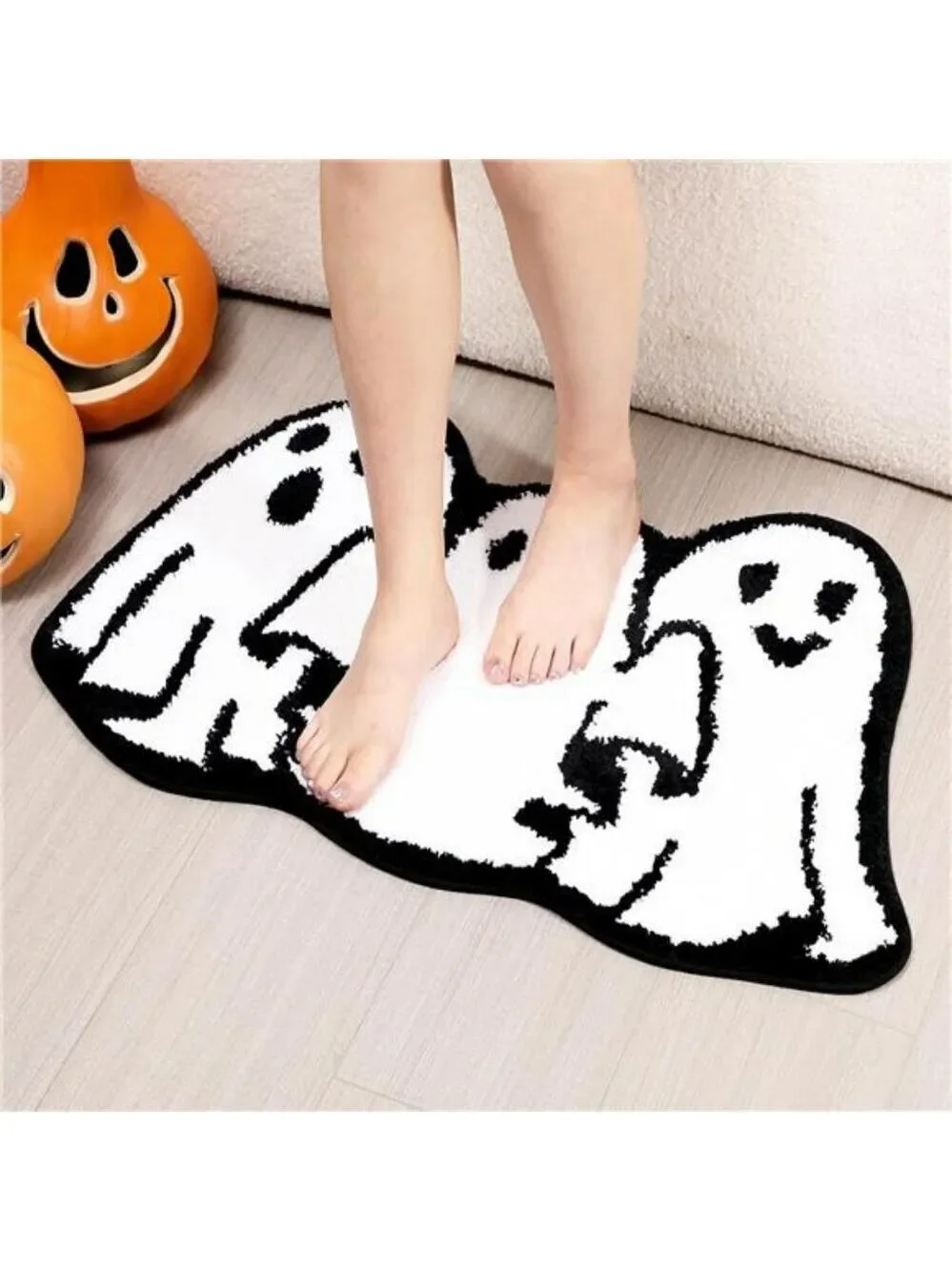 Halloween Ghost Bathroom Rug Non Slip Bath Mat Soft Absorbent Spooky Floor Carpe